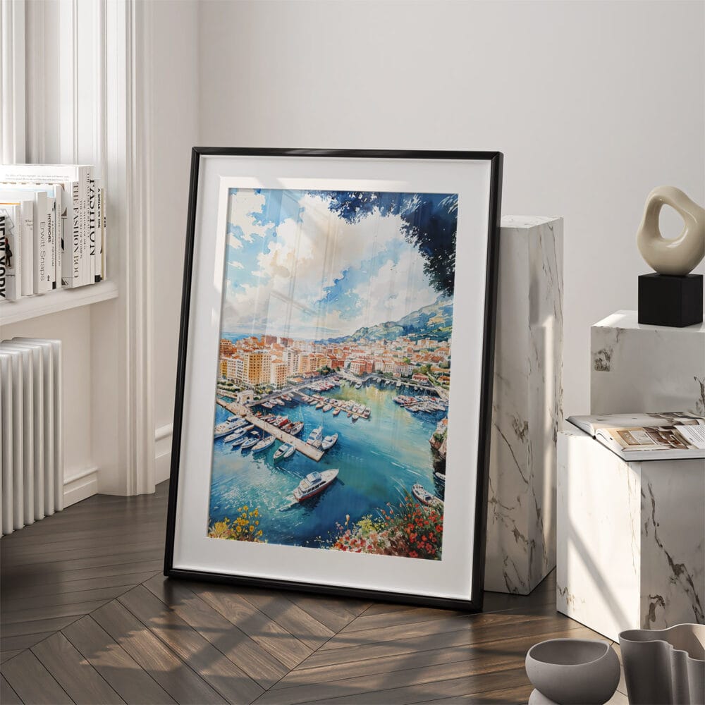03 - Monaco France Watercolor Art - Digital Downloads - Frame Standing on floor.jpg 03 - Monaco France Watercolor Art - Digital Downloads - Frame Standing on floor.jpg