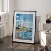 03 - Montauk lighthouse Long Island Watercolor Art - Digital Downloads - Frame Standing on floor.jpg