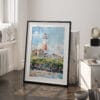 03 - Montauk lighthouse Watercolor Art - Digital Downloads - Frame Standing on floor.jpg
