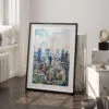 03 - Montreal Skyline Watercolor Art - Digital Downloads - Frame Standing on floor.jpg