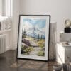 03 - Mount Rainier National Park Watercolor Art - Digital Downloads - Frame Standing on floor.jpg