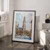 03 - Munich Marienplatz Watercolor Art - Digital Downloads - Frame Standing on floor.jpg
