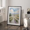 03 - Napa Valley Vineyard Watercolor Art - Digital Downloads - Frame Standing on floor.jpg