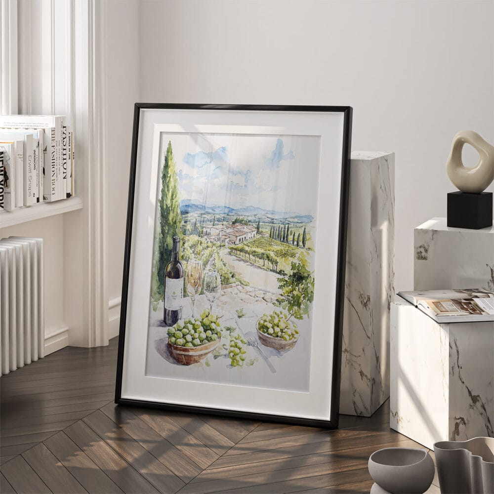 03 - Napa Valley Watercolor Art - Digital Downloads - Frame Standing on floor.jpg 03 - Napa Valley Watercolor Art - Digital Downloads - Frame Standing on floor.jpg