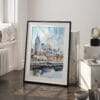 03 - Nashville Skyline Watercolor Art - Digital Downloads - Frame Standing on floor.jpg