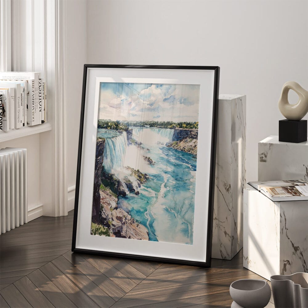 03 - Niagara Falls Watercolor Art - Digital Downloads - Frame Standing on floor.jpg 03 - Niagara Falls Watercolor Art - Digital Downloads - Frame Standing on floor.jpg
