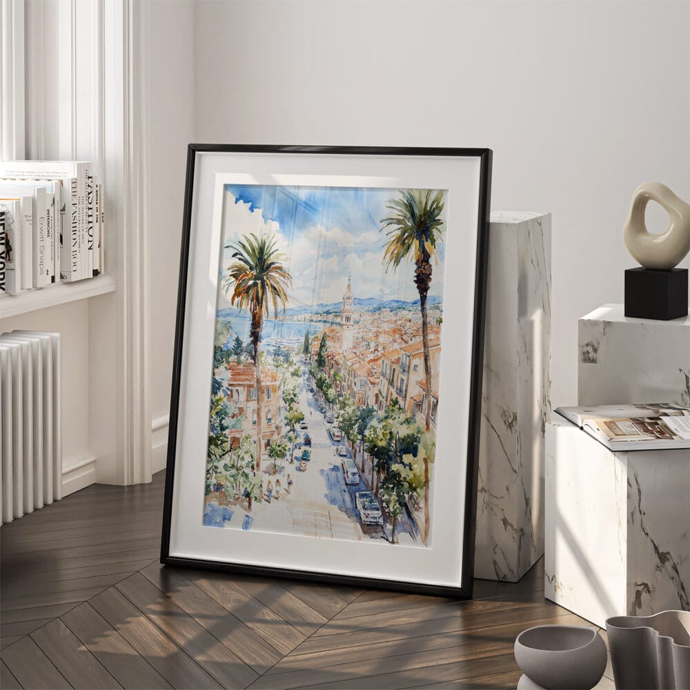 03 - Nice France Watercolor Art - Digital Downloads - Frame Standing on floor.jpg 03 - Nice France Watercolor Art - Digital Downloads - Frame Standing on floor.jpg