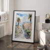 03 - Nice France Watercolor Art - Digital Downloads - Frame Standing on floor.jpg