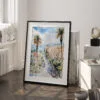 03 - Nice France Watercolor Art - Digital Downloads - Frame Standing on floor.jpg
