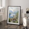 03 - Norwegian Fjords Watercolor Art - Digital Downloads - Frame Standing on floor.jpg
