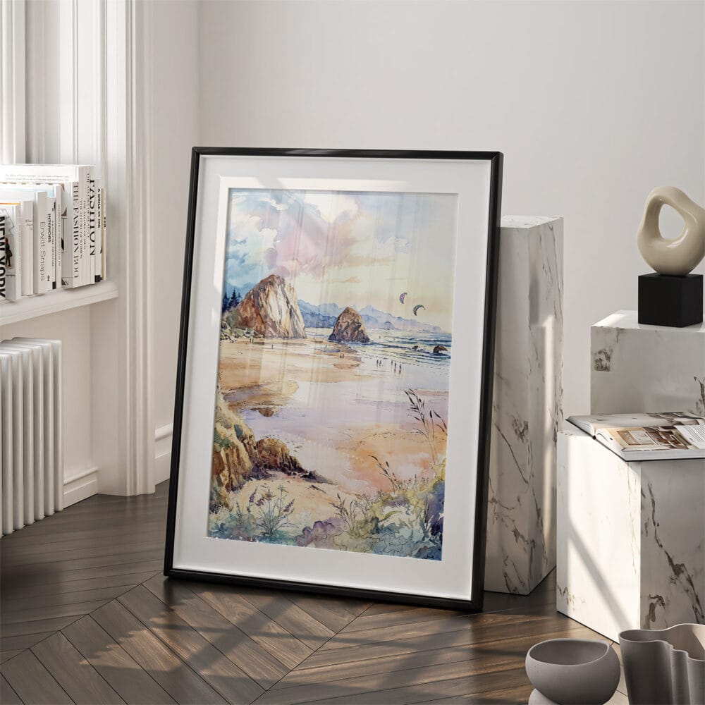 03 - Oregon Coast Watercolor Art - Digital Downloads - Frame Standing on floor.jpg 03 - Oregon Coast Watercolor Art - Digital Downloads - Frame Standing on floor.jpg
