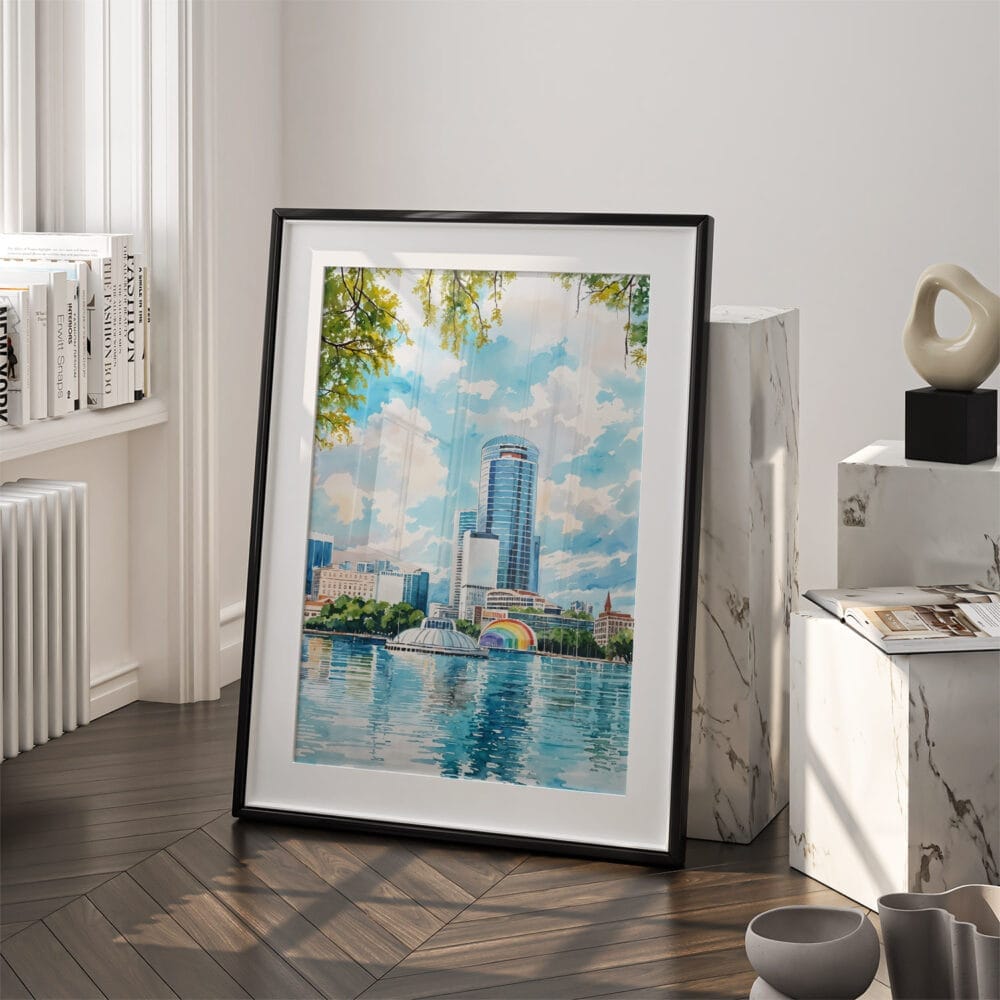 03 - Orlando Florida Watercolor Art - Digital Downloads - Frame Standing on floor.jpg 03 - Orlando Florida Watercolor Art - Digital Downloads - Frame Standing on floor.jpg
