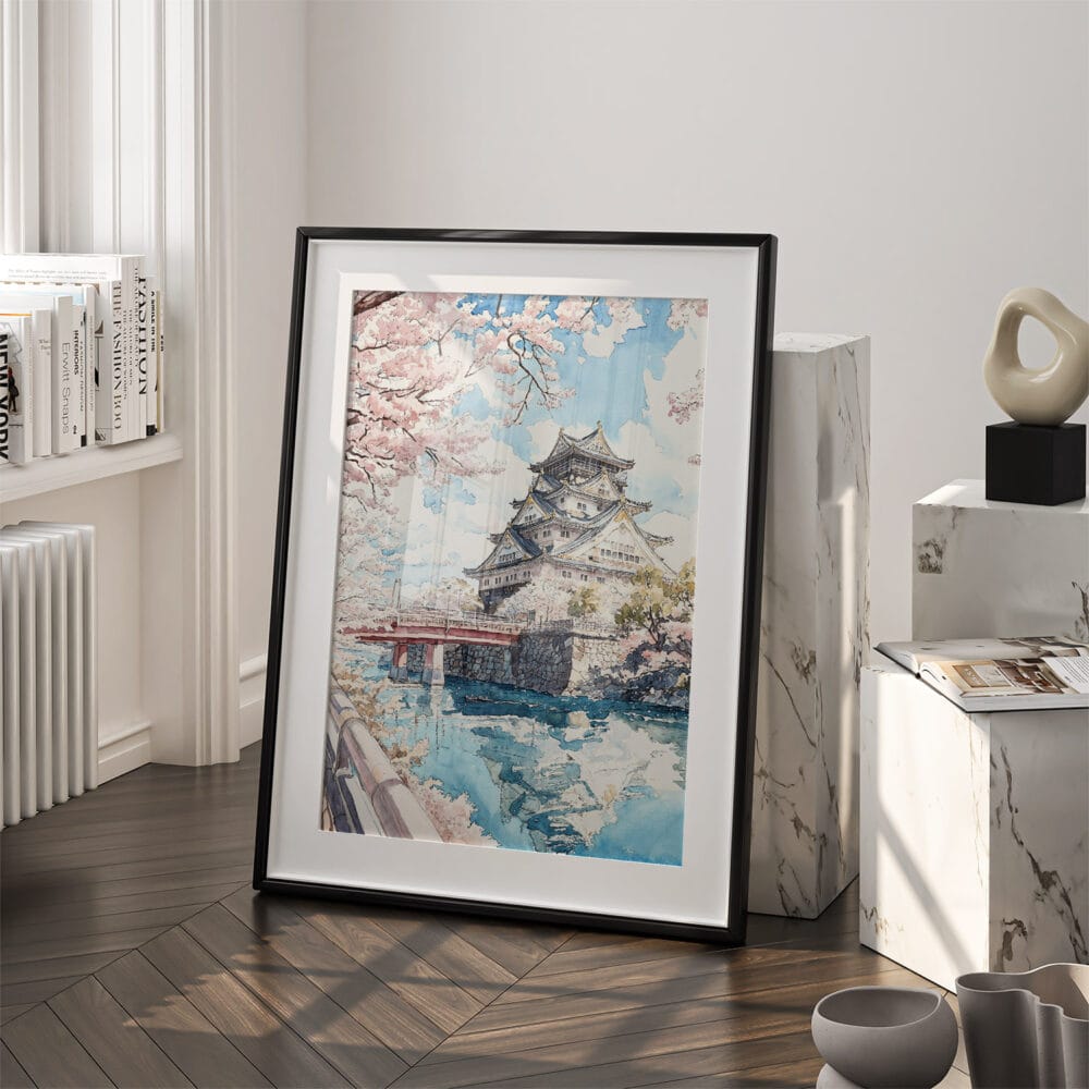 03 - Osaka Japan Watercolor Art - Digital Downloads - Frame Standing on floor.jpg 03 - Osaka Japan Watercolor Art - Digital Downloads - Frame Standing on floor.jpg