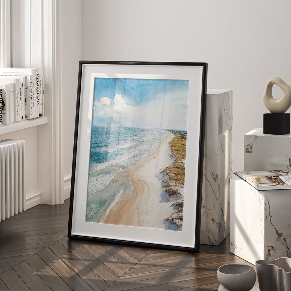 03 - Outer Banks NC Watercolor Art - Digital Downloads - Frame Standing on floor.jpg 03 - Outer Banks NC Watercolor Art - Digital Downloads - Frame Standing on floor.jpg