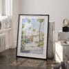 03 - Palm Springs California Watercolor Art - Digital Downloads - Frame Standing on floor.jpg