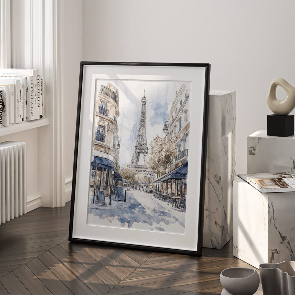 03 - Paris Watercolor Art - Digital Downloads - Frame Standing on floor.jpg 03 - Paris Watercolor Art - Digital Downloads - Frame Standing on floor.jpg
