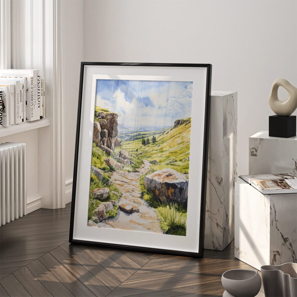 03 - Peak District Watercolor Art - Digital Downloads - Frame Standing on floor.jpg 03 - Peak District Watercolor Art - Digital Downloads - Frame Standing on floor.jpg