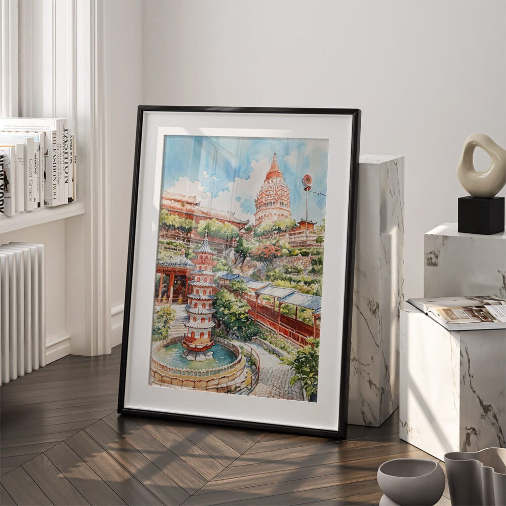 03 - Penang Malaysia Watercolor Art - Digital Downloads - Frame Standing on floor.jpg 03 - Penang Malaysia Watercolor Art - Digital Downloads - Frame Standing on floor.jpg