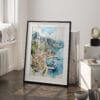 03 - Perast Montenegro Watercolor Art - Digital Downloads - Frame Standing on floor.jpg