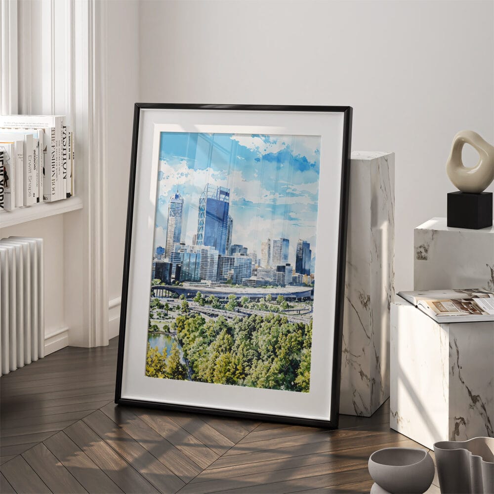 03 - Perth Australia Watercolor Art - Digital Downloads - Frame Standing on floor.jpg 03 - Perth Australia Watercolor Art - Digital Downloads - Frame Standing on floor.jpg