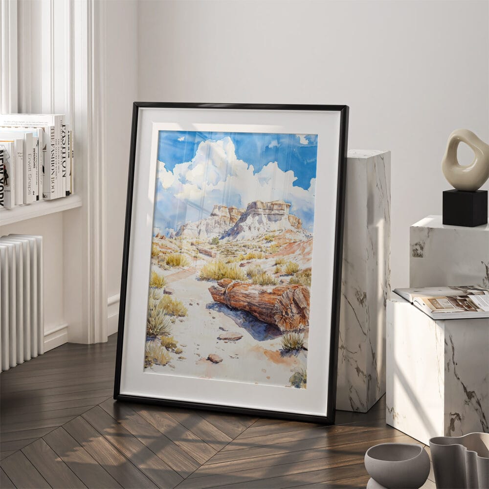 03 - Petrified Forest National Park Watercolor Art - Digital Downloads - Frame Standing on floor.jpg 03 - Petrified Forest National Park Watercolor Art - Digital Downloads - Frame Standing on floor.jpg
