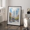 03 - Philadelphia Downtown Watercolor Art - Digital Downloads - Frame Standing on floor.jpg