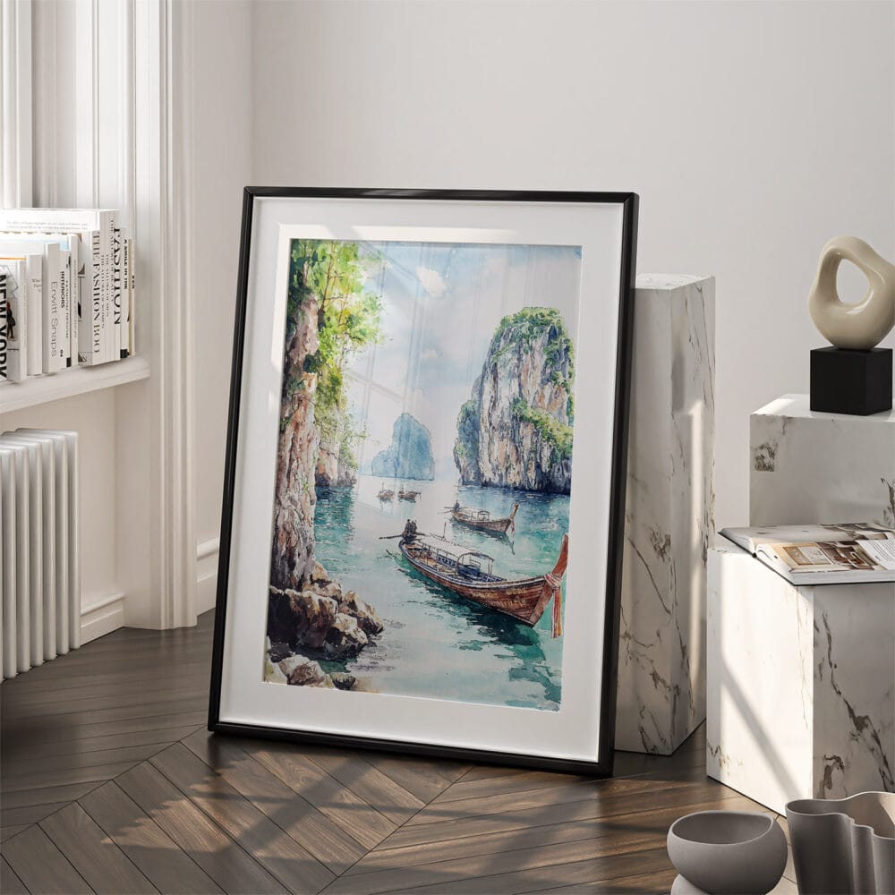 03 - Phuket Thailand Watercolor Art - Digital Downloads - Frame Standing on floor.jpg 03 - Phuket Thailand Watercolor Art - Digital Downloads - Frame Standing on floor.jpg