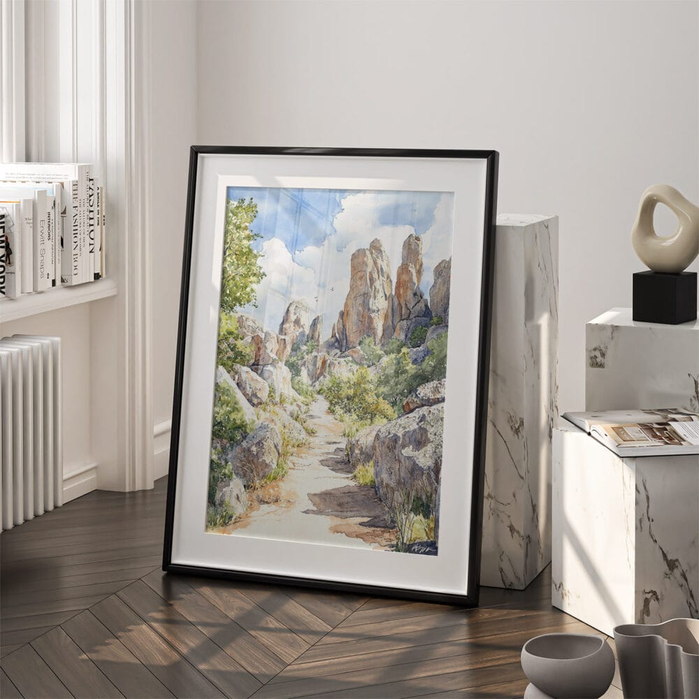 03 - Pinnacles National Park California Watercolor Art - Digital Downloads - Frame Standing on floor.jpg 03 - Pinnacles National Park California Watercolor Art - Digital Downloads - Frame Standing on floor.jpg