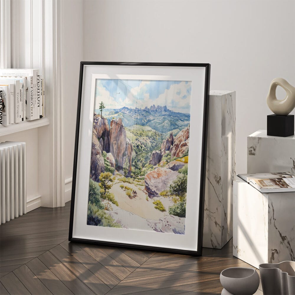 03 - Pinnacles National Park Watercolor Art - Digital Downloads - Frame Standing on floor.jpg 03 - Pinnacles National Park Watercolor Art - Digital Downloads - Frame Standing on floor.jpg