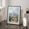 03 - Portland Oregon Watercolor Art - Digital Downloads - Frame Standing on floor.jpg
