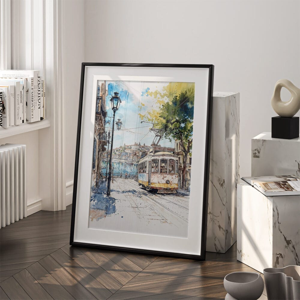 03 - Porto 1 Watercolor Art - Digital Downloads - Frame Standing on floor.jpg 03 - Porto 1 Watercolor Art - Digital Downloads - Frame Standing on floor.jpg