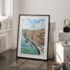 03 - Porto Skyline Watercolor Art - Digital Downloads - Frame Standing on floor.jpg