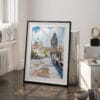 03 - Prague Charles Bridge Watch TowerWatercolor Art - Digital Downloads - Frame Standing on floor.jpg