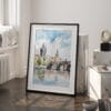 03 - Prague Charles Bridge Watercolor Art - Digital Downloads - Frame Standing on floor.jpg