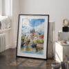 03 - Prague St Vitus Cathedral Watercolor Art - Digital Downloads - Frame Standing on floor.jpg