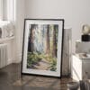 03 - Redwood Nationall Park Watercolor Art - Digital Downloads - Frame Standing on floor.jpg