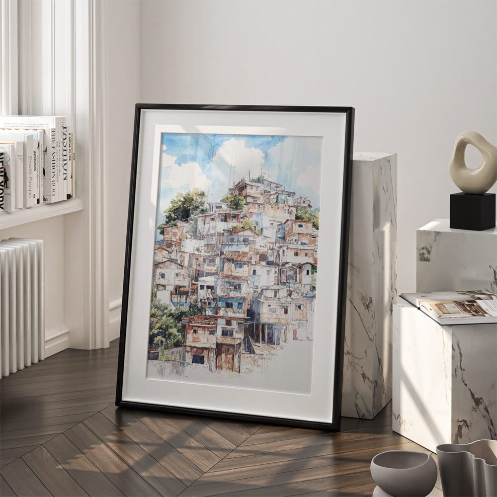 03 - Rio De Janeiro Favelas Watercolor Art - Digital Downloads - Frame Standing on floor.jpg 03 - Rio De Janeiro Favelas Watercolor Art - Digital Downloads - Frame Standing on floor.jpg