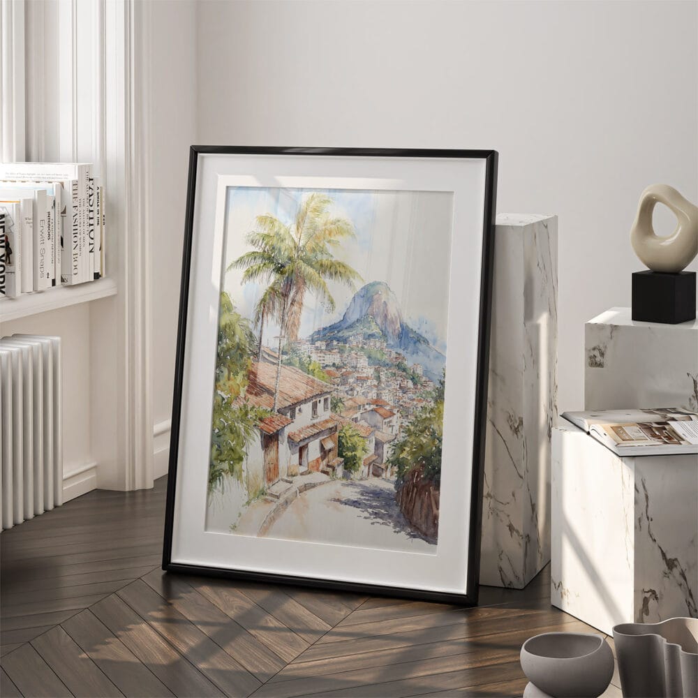 03 - Rio De Janeiro Rocinha Favela Watercolor Art - Digital Downloads - Frame Standing on floor.jpg 03 - Rio De Janeiro Rocinha Favela Watercolor Art - Digital Downloads - Frame Standing on floor.jpg