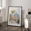 03 - Rio De Janeiro Rocinha Favela Watercolor Art - Digital Downloads - Frame Standing on floor.jpg