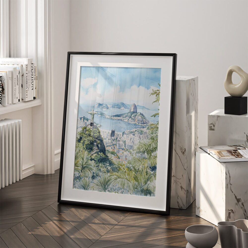 03 - Rio De Janeiro Watercolor Art - Digital Downloads - Frame Standing on floor.jpg 03 - Rio De Janeiro Watercolor Art - Digital Downloads - Frame Standing on floor.jpg