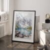 03 - Rocky Mountains Valley of the Ten Peaks Watercolor Art - Digital Downloads - Frame Standing on floor.jpg
