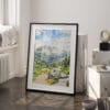 03 - Rocky Mountains Watercolor Art - Digital Downloads - Frame Standing on floor.jpg