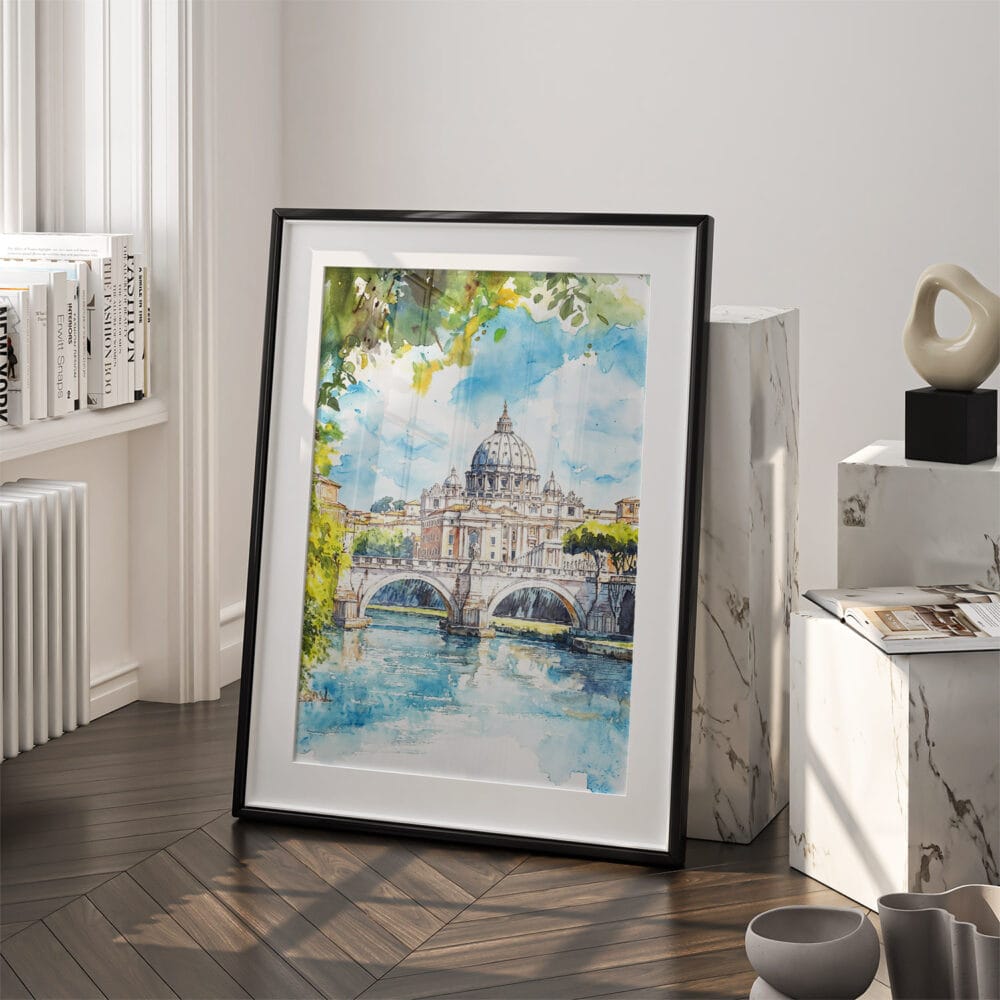 03 - Rome Italy Watercolor Art - Digital Downloads - Frame Standing on floor.jpg 03 - Rome Italy Watercolor Art - Digital Downloads - Frame Standing on floor.jpg