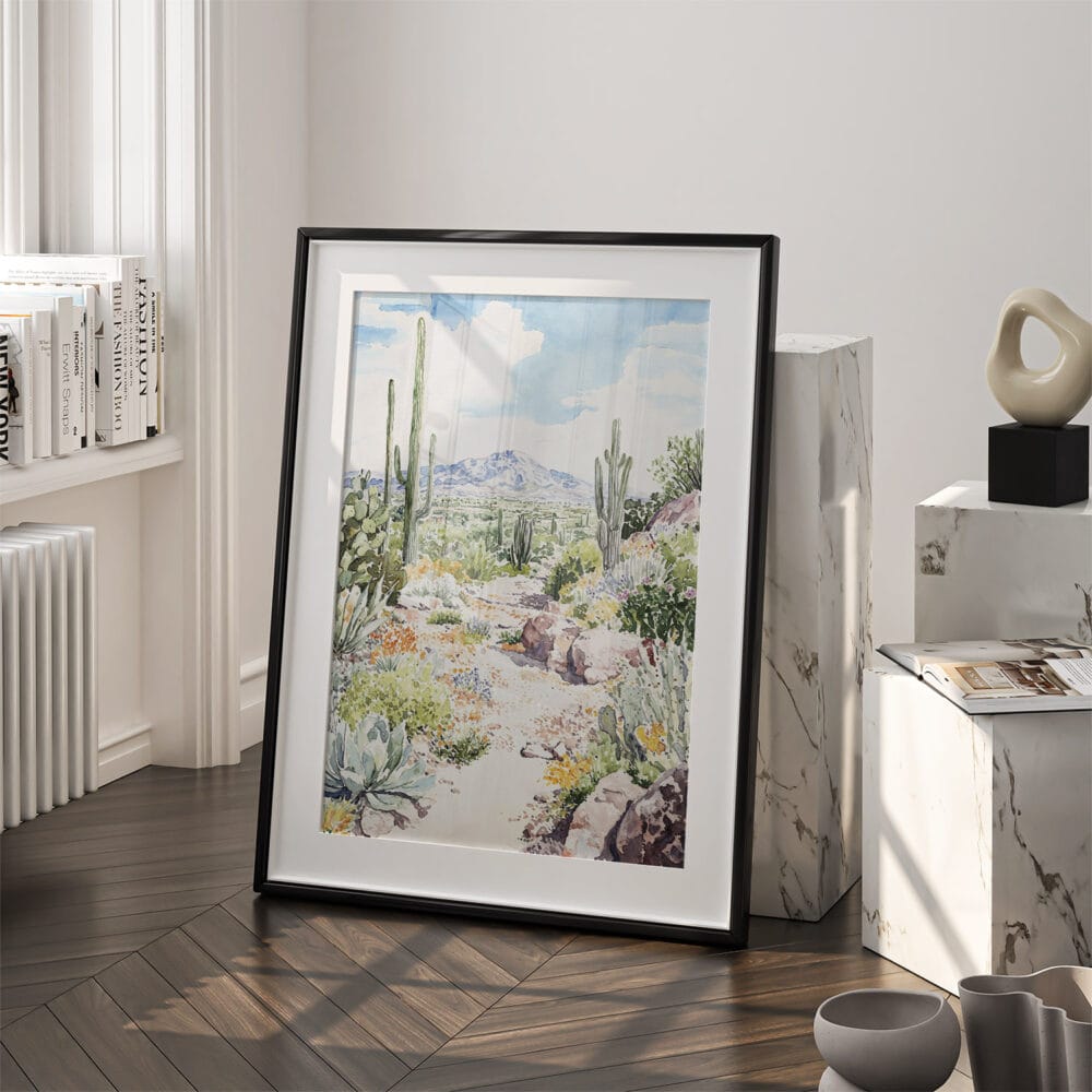 03 - Saguaro National Park Watercolor Art - Digital Downloads - Frame Standing on floor.jpg 03 - Saguaro National Park Watercolor Art - Digital Downloads - Frame Standing on floor.jpg