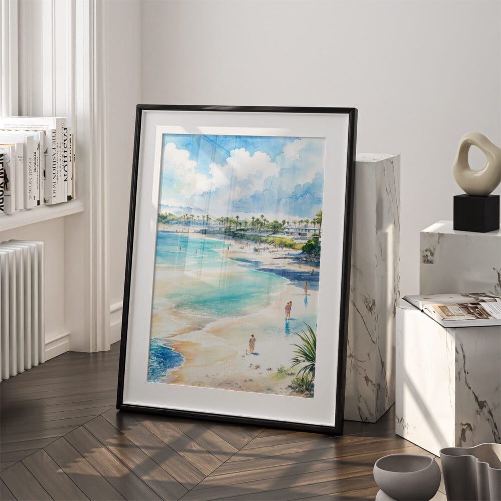 03 - San Diego Beach Watercolor Art - Digital Downloads - Frame Standing on floor.jpg 03 - San Diego Beach Watercolor Art - Digital Downloads - Frame Standing on floor.jpg