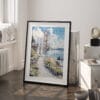 03 - San Francisco Golden Gate Bridge Watercolor Art - Digital Downloads - Frame Standing on floor.jpg