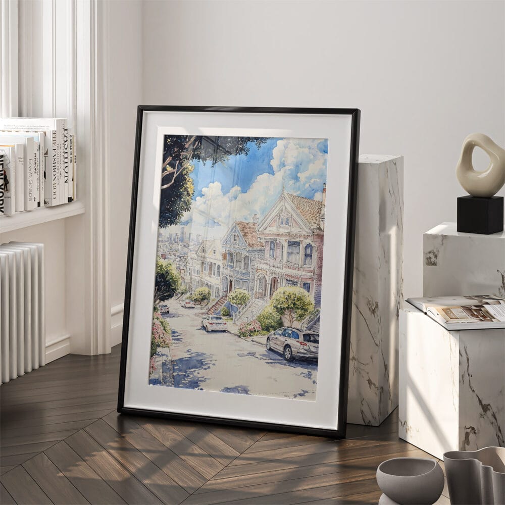 03 - San Francisco - Painted Ladies Watercolors Art - Digital Downloads - Frame Standing on floor.jpg 03 - San Francisco - Painted Ladies Watercolors Art - Digital Downloads - Frame Standing on floor.jpg