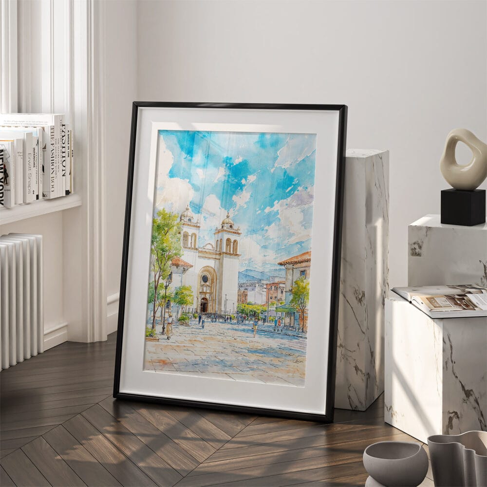 03 - San Salvador Watercolor Art - Digital Downloads - Frame Standing on floor.jpg 03 - San Salvador Watercolor Art - Digital Downloads - Frame Standing on floor.jpg
