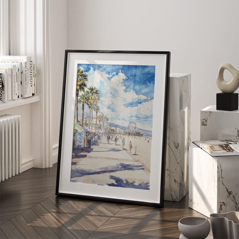 03 - Santa Monica Watercolor Art - Digital Downloads - Frame Standing on floor.jpg 03 - Santa Monica Watercolor Art - Digital Downloads - Frame Standing on floor.jpg