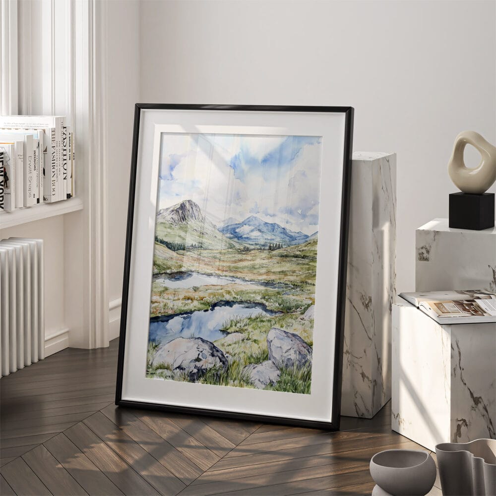 03 - Scottish Highlands Watercolor Art - Digital Downloads - Frame Standing on floor.jpg 03 - Scottish Highlands Watercolor Art - Digital Downloads - Frame Standing on floor.jpg
